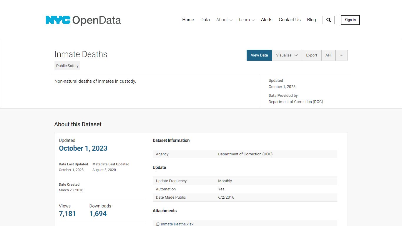 Inmate Deaths | NYC Open Data